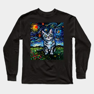 Gray Tabby Kitten Night Long Sleeve T-Shirt